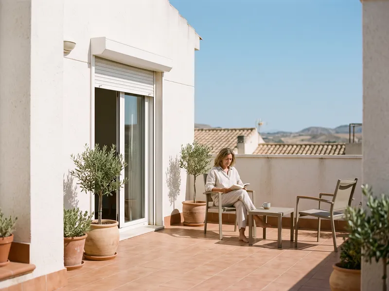 Terraza soleada con persiana exterior